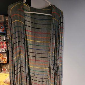Torrid 6 Plus Size Gray Rainbow Striped Cardigan